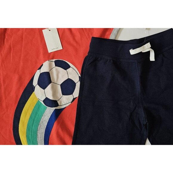 Hanna Andersson Mini Boden 110 5-6 NWT Soccer Applique Tee Top Shorts - Picture 3 of 3